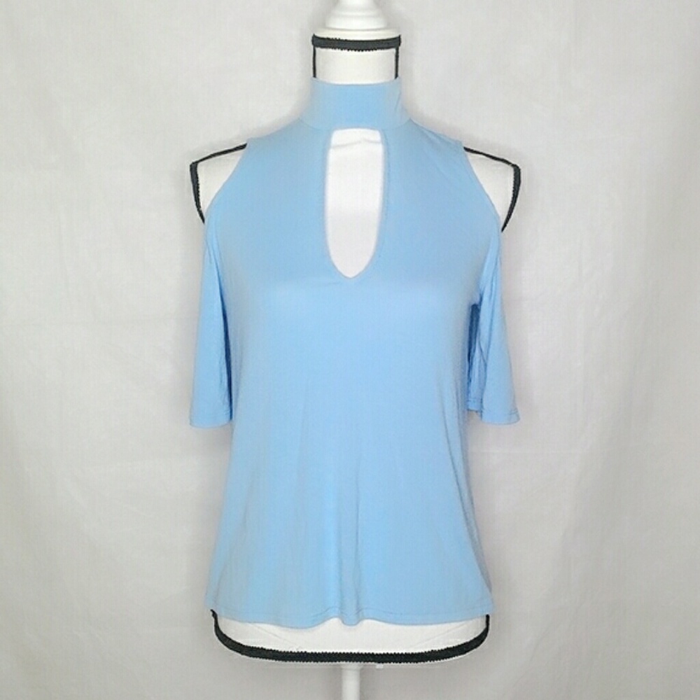 NWT Express High Neck Cold Shoulder Keyhole Top XS